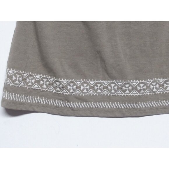 Adrianna Papell Sleeveless Top Taupe Tan Size M Halter Embroidered Hem stretch - Picture 5 of 9